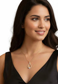 Gold Larme solitaire pendant necklace with pavé accents