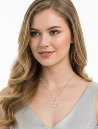 Larme solitaire pendant necklace with pavé accents