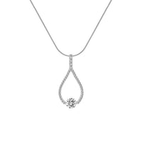 Larme solitaire pendant necklace with pavé accents