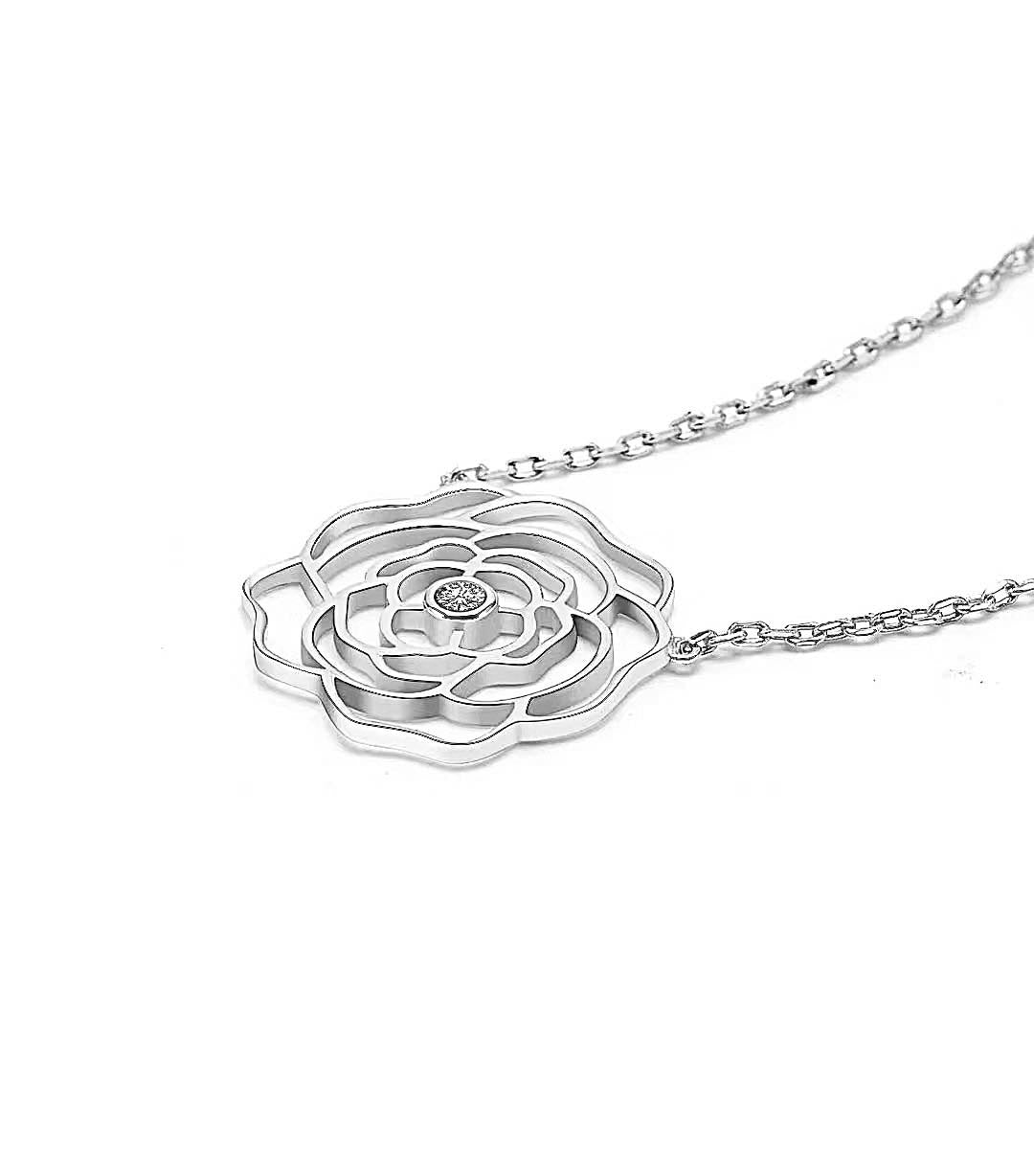 Rosé pendant necklace in silver