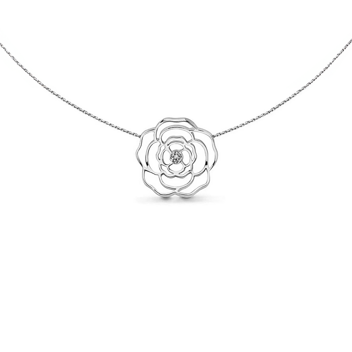 Rosé pendant necklace in silver