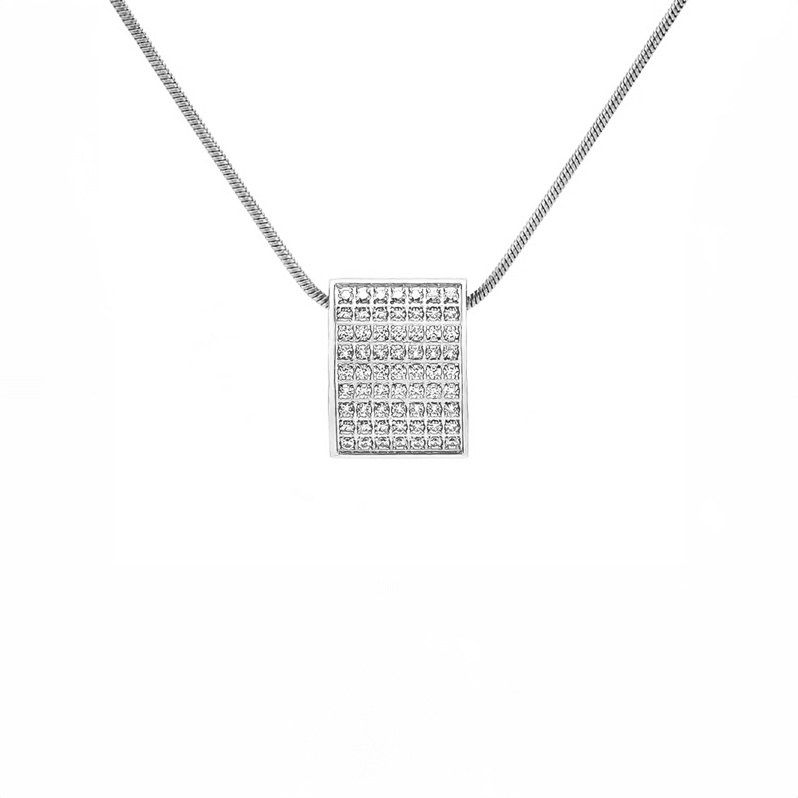 Glamorous Silver Pavé Necklace with Coil Chain