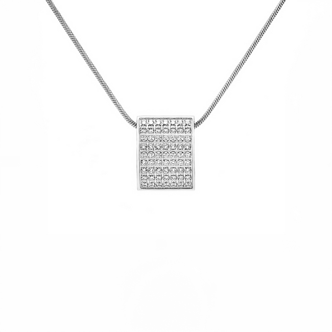 Glamorous Silver Pavé Necklace with Coil Chain