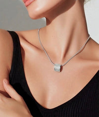 Silver pavé necklace with coil chain