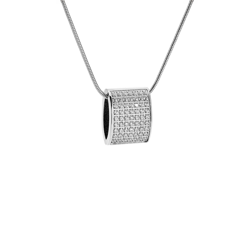 Glamorous Silver Pavé Necklace with Coil Chain