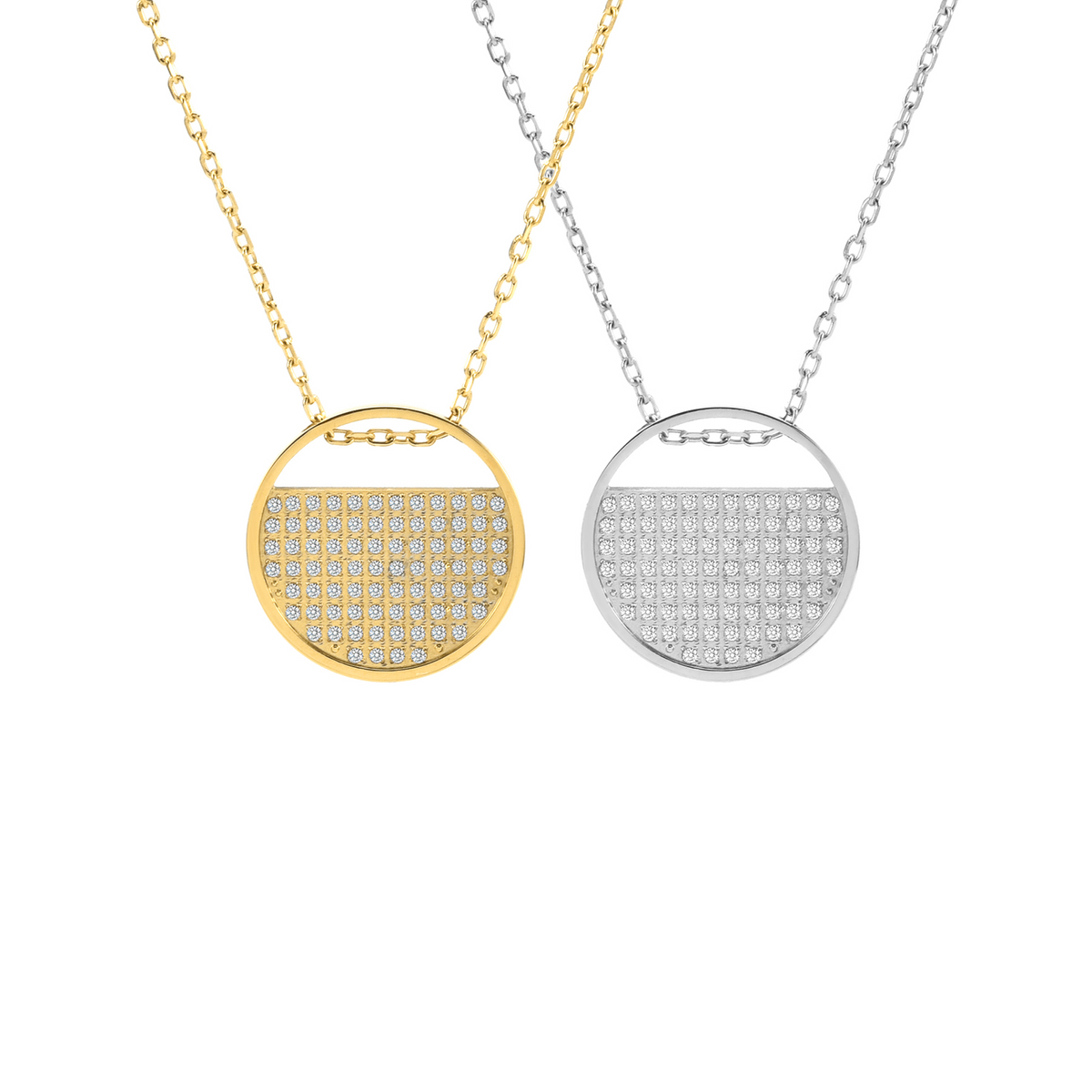 Stainless steel pavé Lune pendant