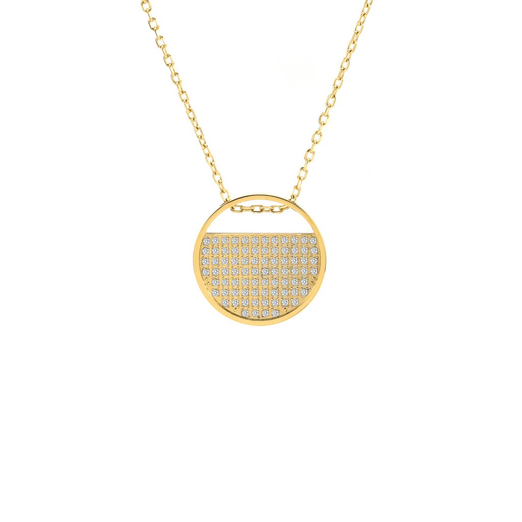 Gold pavé Lune pendant