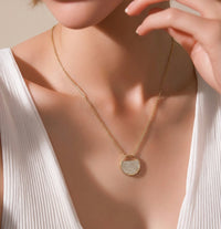 Gold pavé Lune pendant