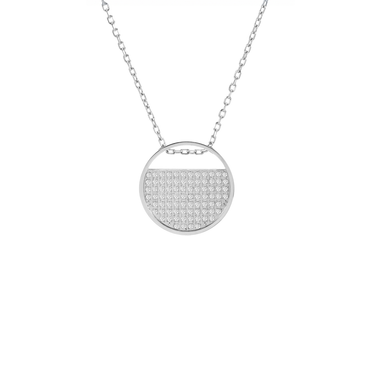 Stainless steel pavé Lune pendant