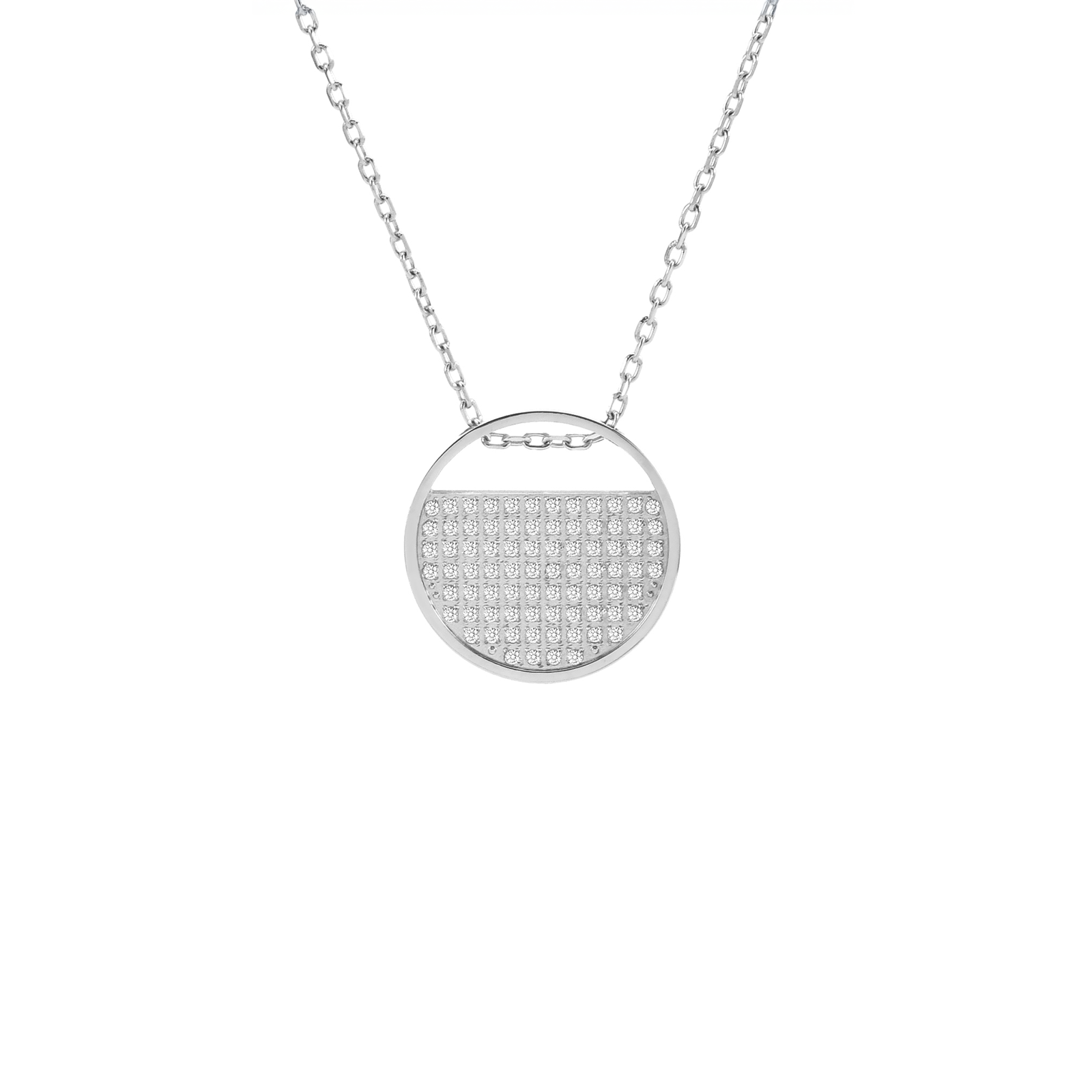 Shimmering Stainless Pavé Lune Pendant