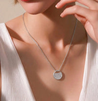 Stainless steel pavé Lune pendant
