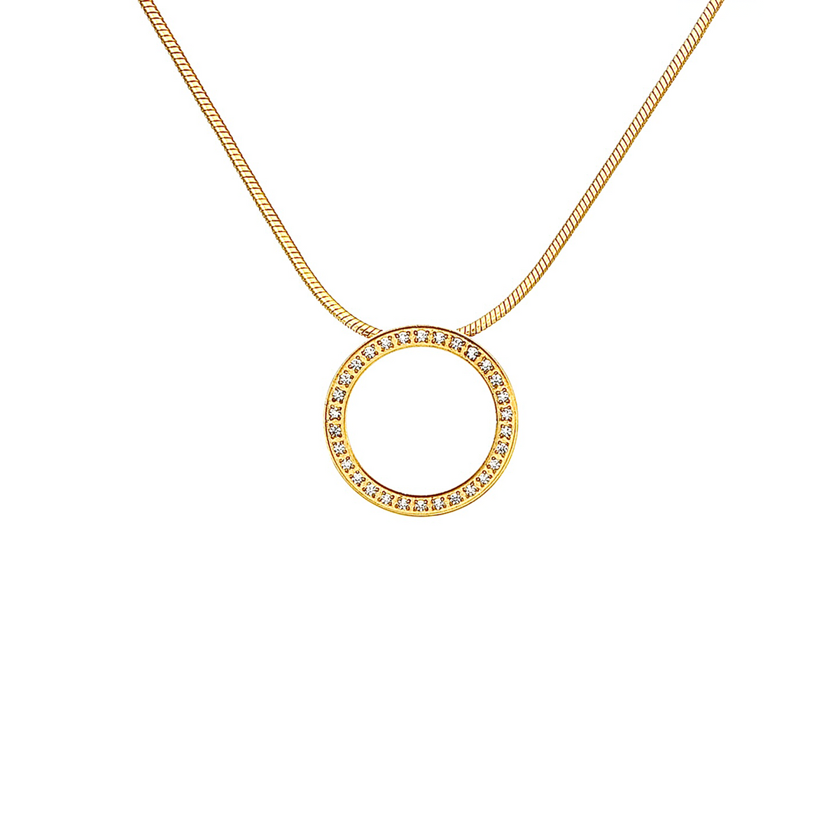 Halo white enamel pendant with 30 pavé stones
