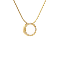 Halo white enamel pendant with 30 pavé stones