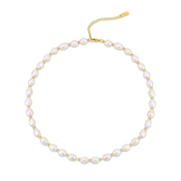 Freshwater pearl and gold bead necklace