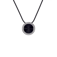 Halo black enamel pendant with pavé stones