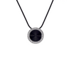 The Halo Black Enamel Pavé 30-Stone Pendant