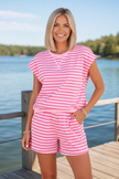 Effortless Striped Cap Sleeve Two-Piece Set