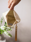 Josephine Embroidered Gold and White Wristlet