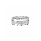 Front view of Silver Mon Rêve hexagonal stackable ring trio