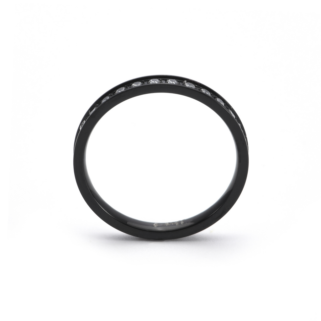 Black thin-band stacking eternity ring