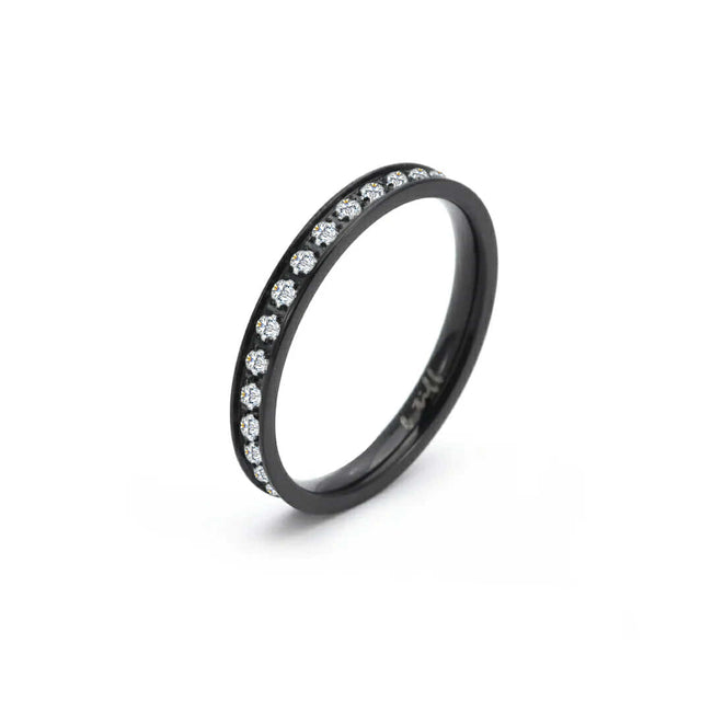 Chic Black Stacking .01 ct Eternity Ring [Thin Band]