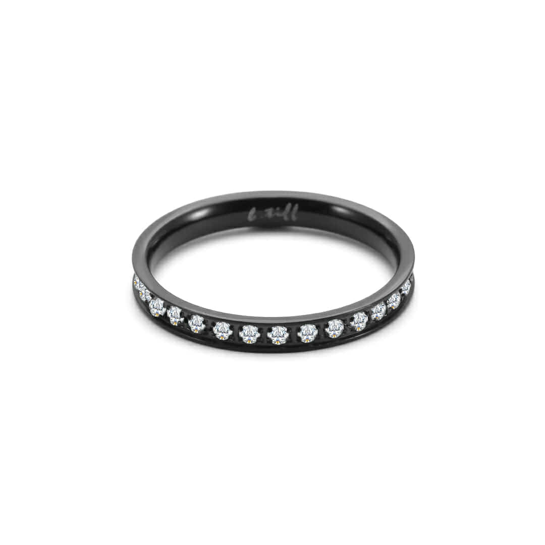 Black thin-band stacking eternity ring