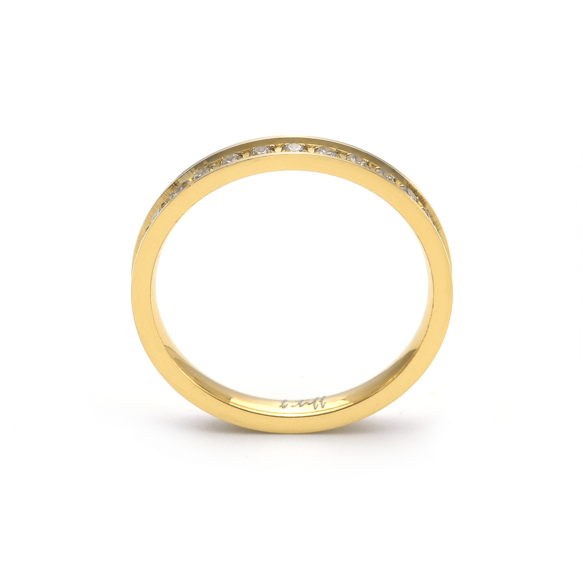 Gold thin-band stacking eternity ring