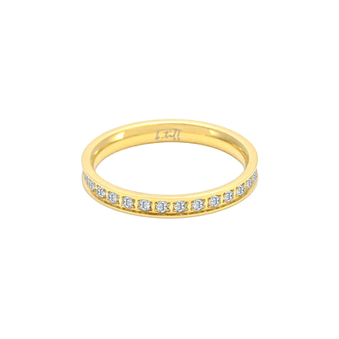 Gold thin-band stacking eternity ring