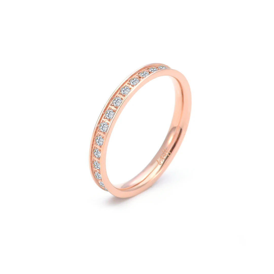 Modern Rose Gold Stacking .01 ct Eternity Ring [Thin Band]