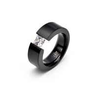 1 Ct Princess Cut Black Solitaire Ring [Wide Band]