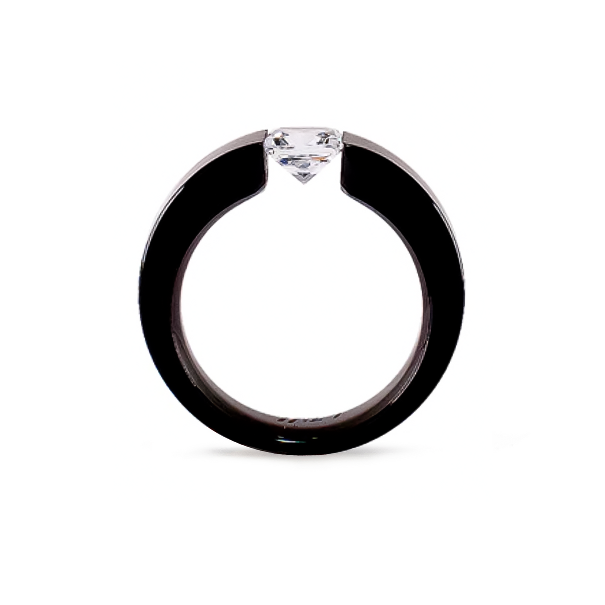 1 Ct Princess Cut Black Solitaire Ring [Wide Band]