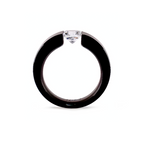 Black wide-band ring with princess-cut solitaire