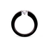 1 Ct Princess Cut Black Solitaire Ring [Wide Band]