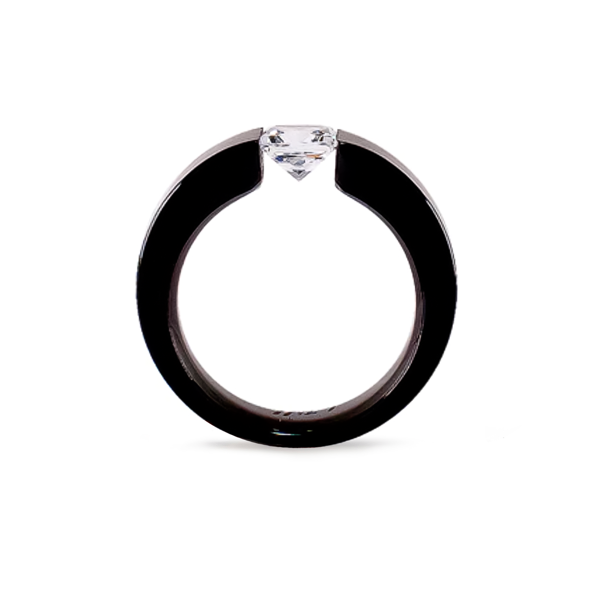 1 Ct Princess Cut Black Solitaire Ring [Wide Band]