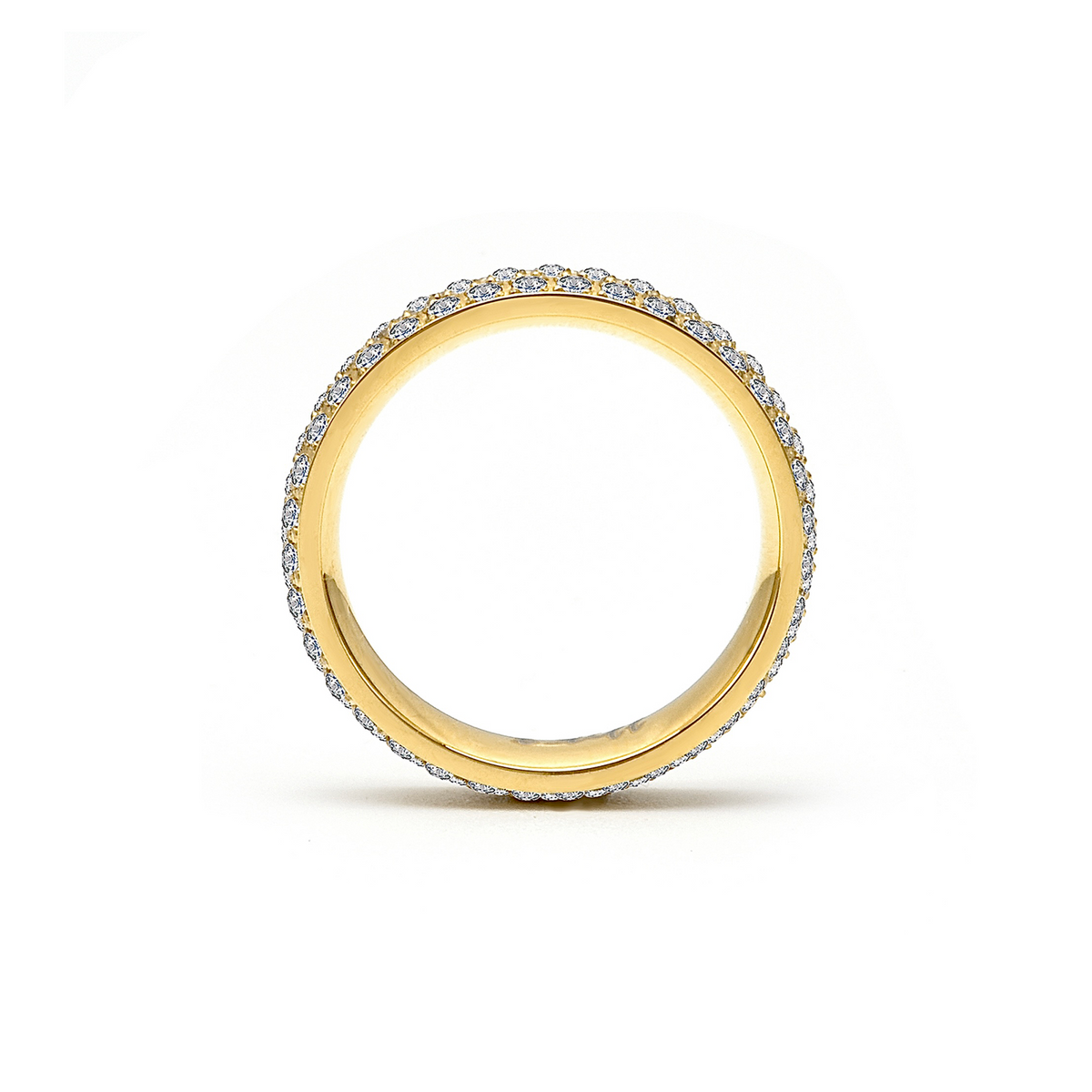 Gold three-row eternity ring