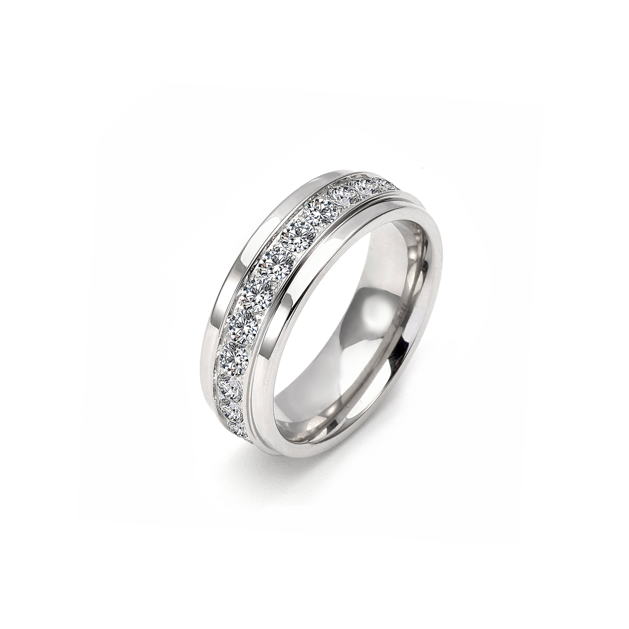 Elevated Center Row Wide Eternity Ring