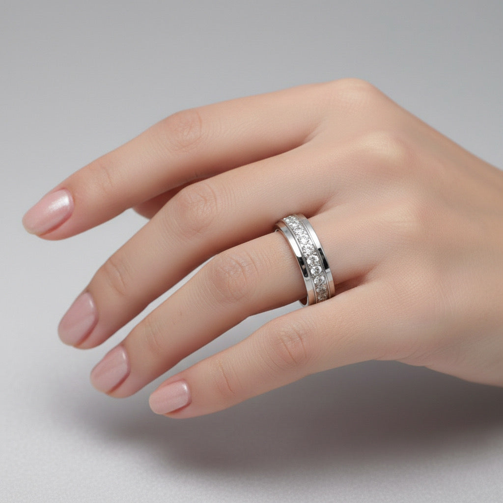 Center-row wide eternity ring