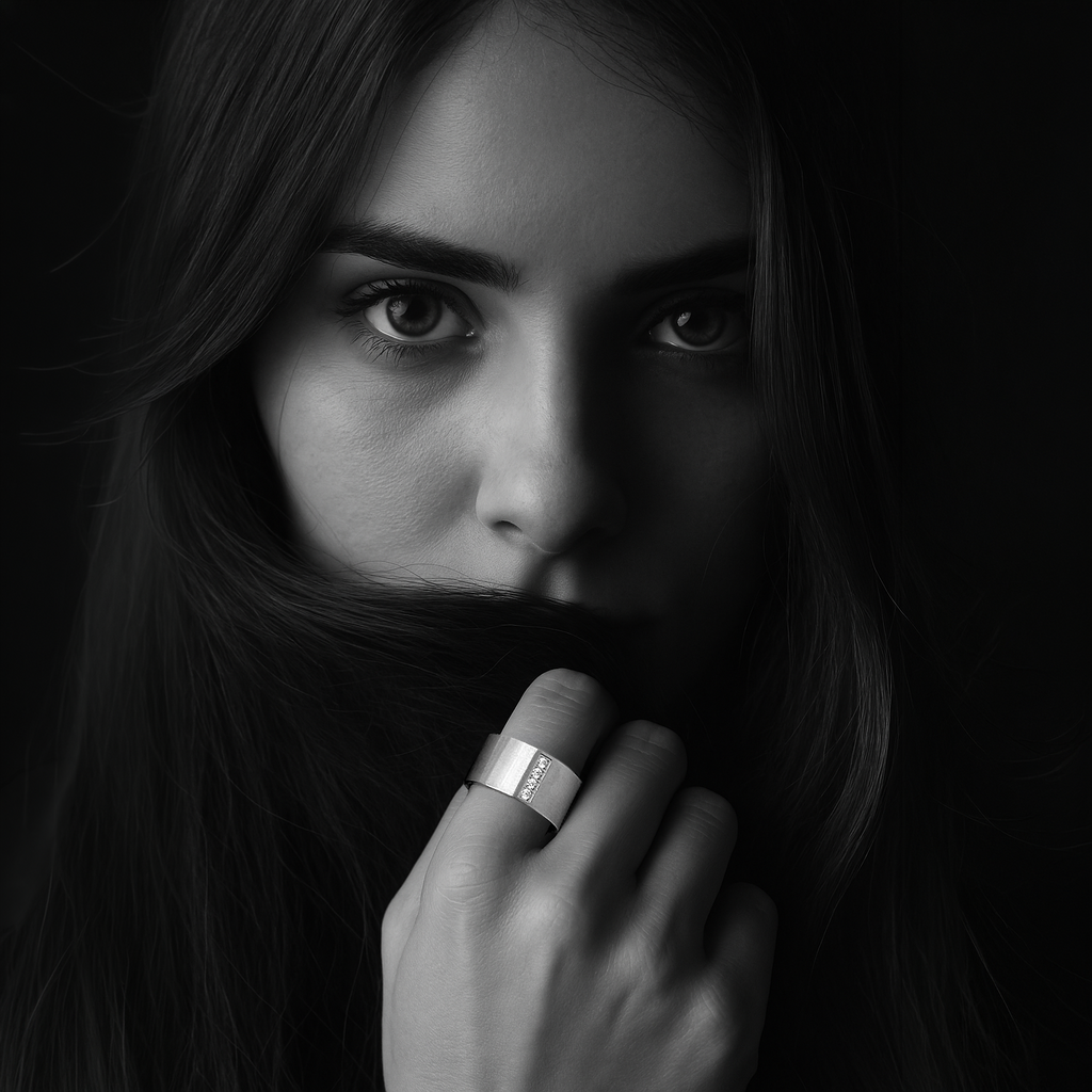 Four-stone wide-band ring
