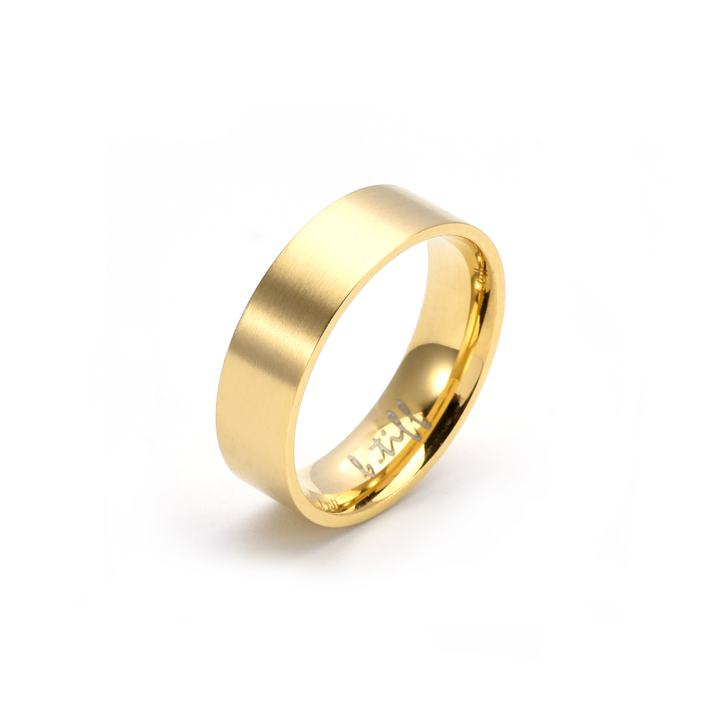Simplicity gold wide-band stacking ring