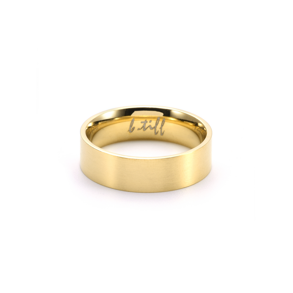 Simplicity gold wide-band stacking ring