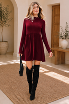 Ribbed Knit Patchwork Mini Dress