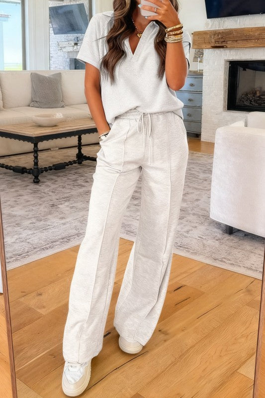 Sporty Polo & Drawstring Pant Set