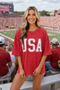 USA Corded Knit Short Sleeve Graphic Top