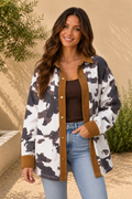 Western Cow-Print Denim & Corduroy Jacket