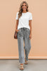 Raw Hem Denim Drawstring Wide Leg Pants
