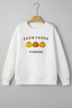 Farm Fresh Pumpkins Embroidered Sweatshirt — front view with pumpkin embroidery
