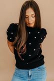 Adorable Polka Dot Bubble Sleeve Sweater