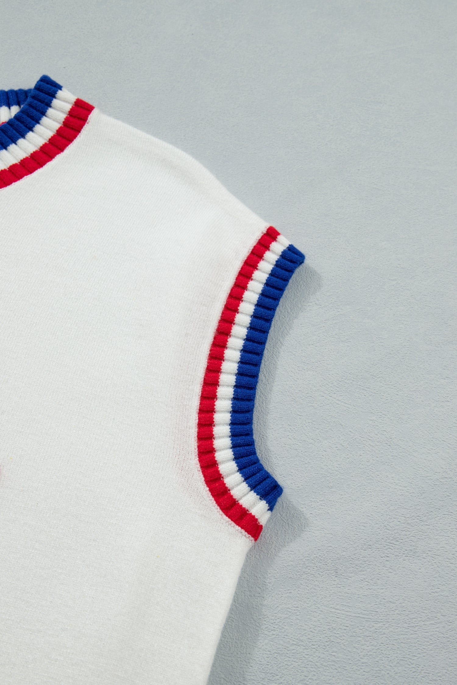 Varsity-Inspired USA Stripe Contrast Trim Sweater