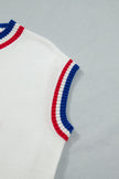 Varsity-Inspired USA Stripe Contrast Trim Sweater