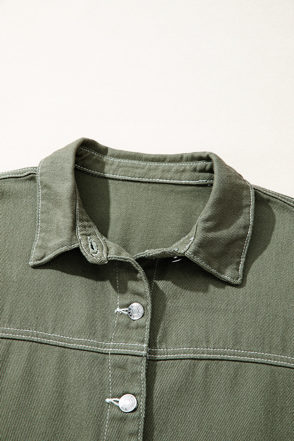 Timeless Denim Button-Up Collared Jacket